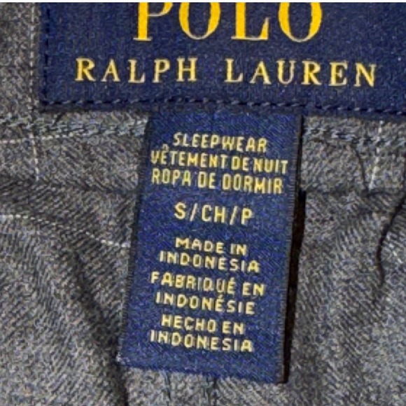 Polo Ralph Lauren Sleepwear Gray Windowpane Plaid Lounge Pants Pockets Small - Picture 7 of 11
